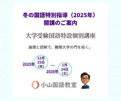 [冬の国語特別指導]大学受験国語特設個別講座のご案内
