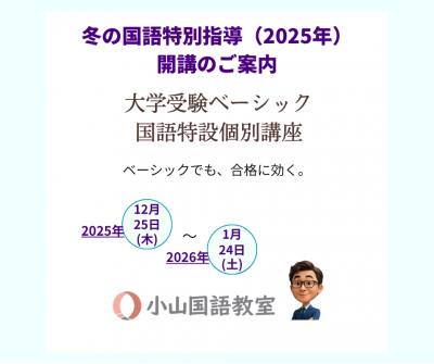 [冬の国語特別指導]大学受験ベーシック国語特設個別講座のご案内